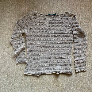 Lauren Sand-Color Woven Sweater, Size M